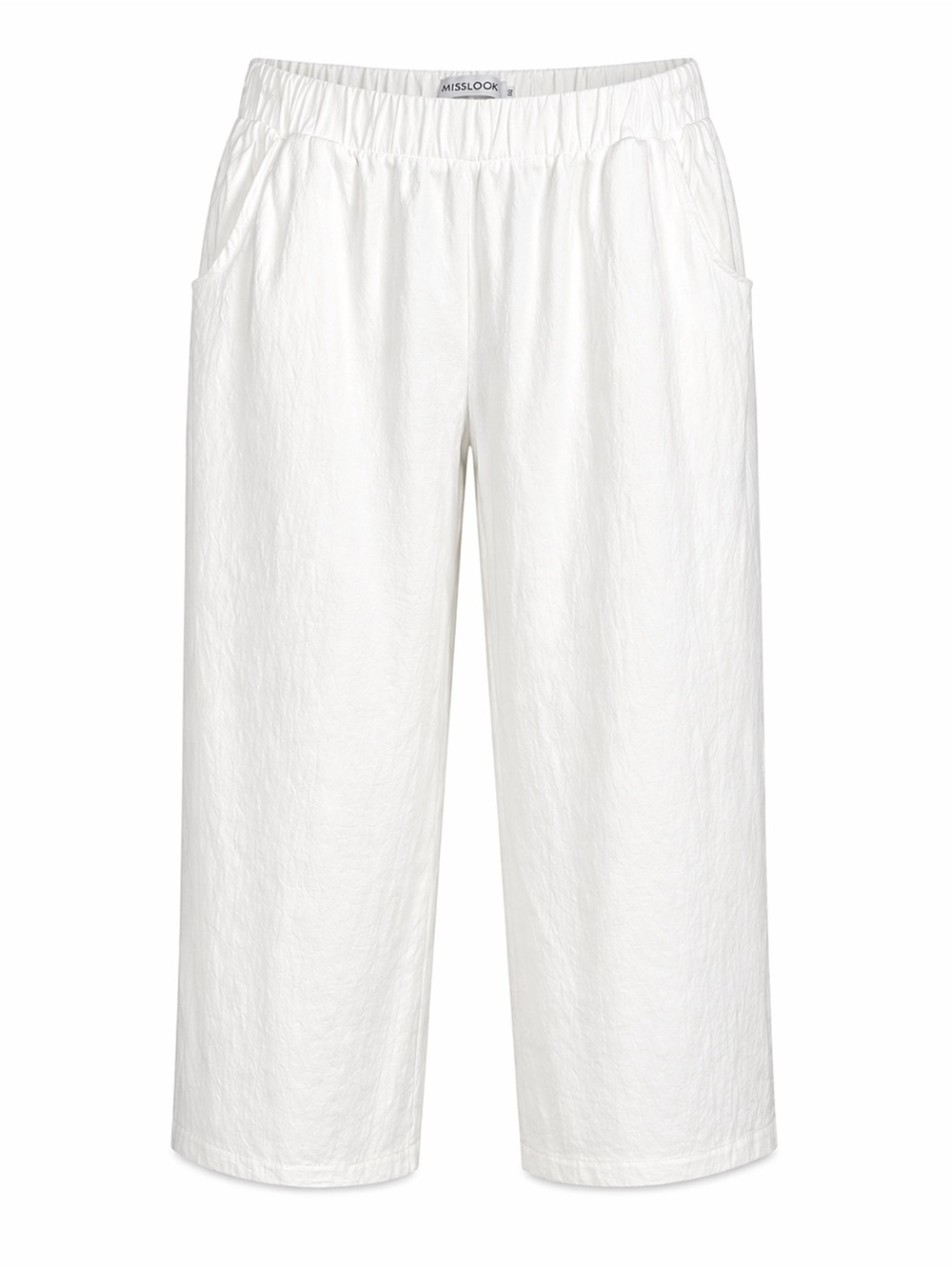 MISSLOOK White Cropped Wide-Leg Pants